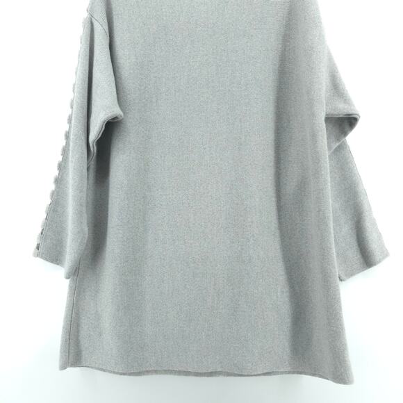 Manuel's Story Womens Light Grey Blend Crotchet Sleeve Boat Neck Sweater| L - Picture 9 of 9